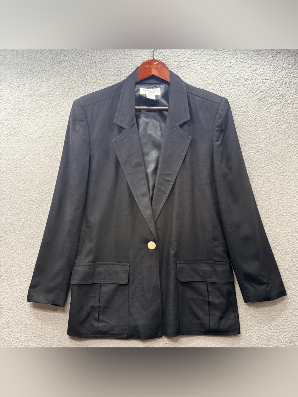 Vtg Christian Dior Separates Black Rayon Blazer Jacket 1 Button Women’s Size 12